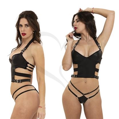 Top de Eco Cuero con Puntilla